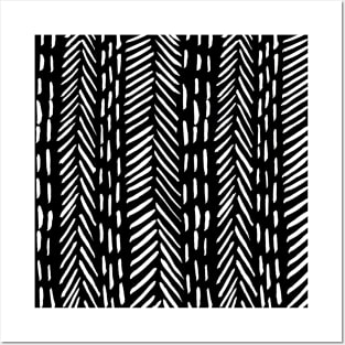 Abstract herringbone pattern - black and white Posters and Art